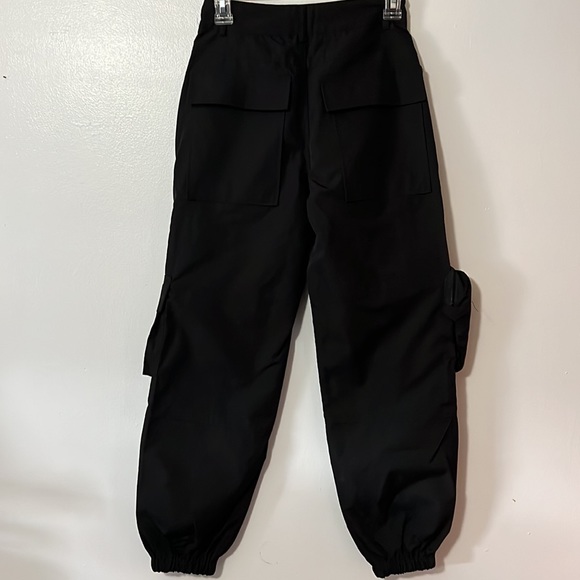 Pants - Black Cotton Cargo Parachute Pants/Joggers